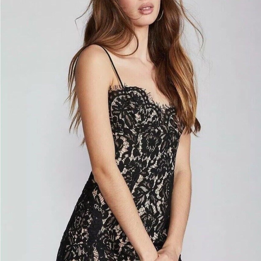 Free People Nude and Black Lace Dress